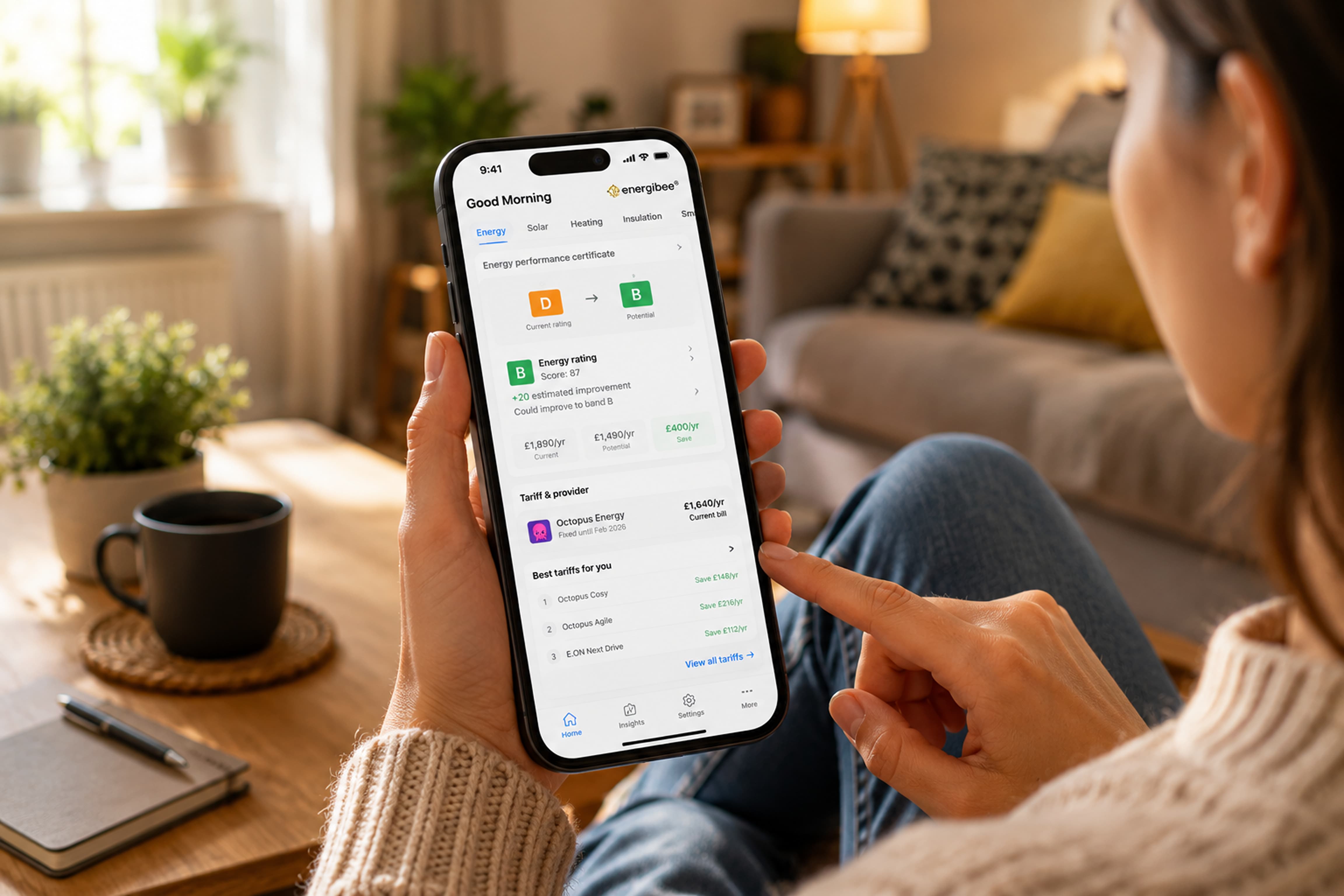 An energy bill and tariff comparison