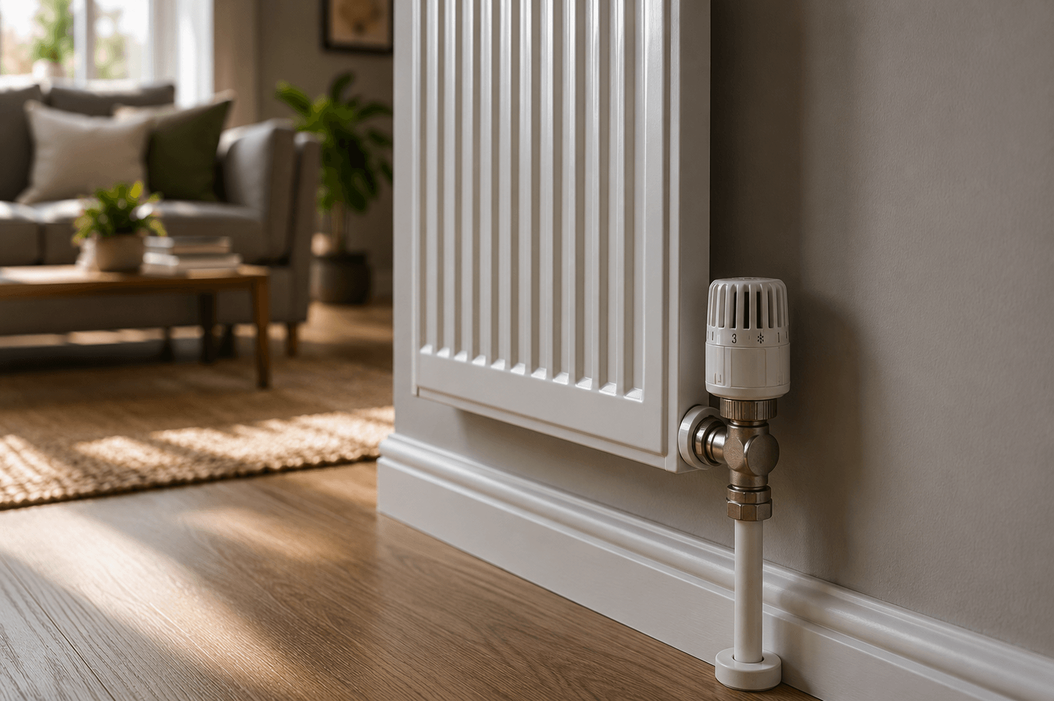 A thermostatic radiator valve on a radiator