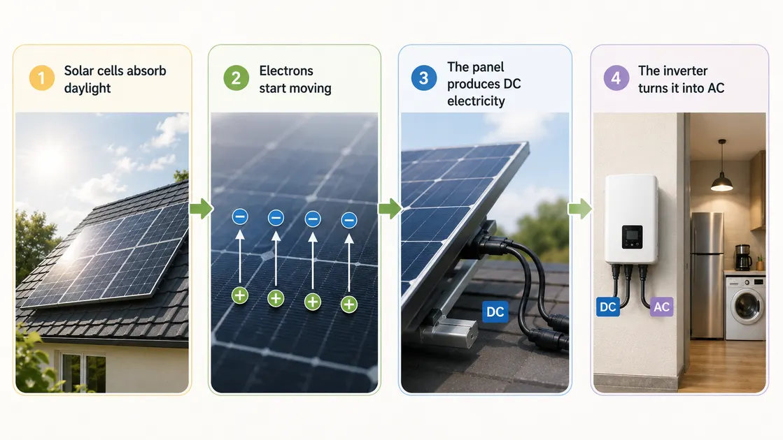 The process of electricuty generation from solar panels