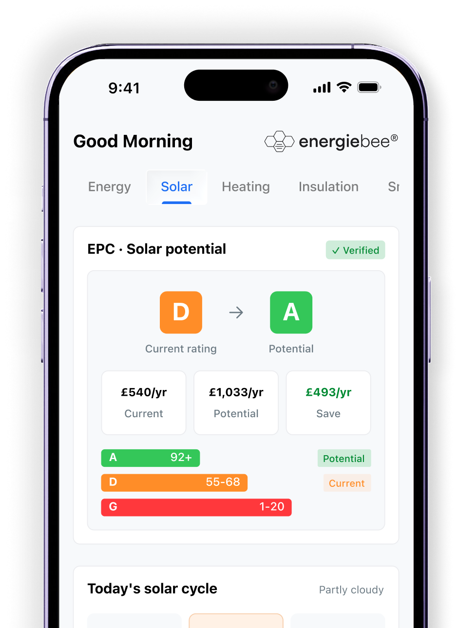 Energiebee app solar system overview
